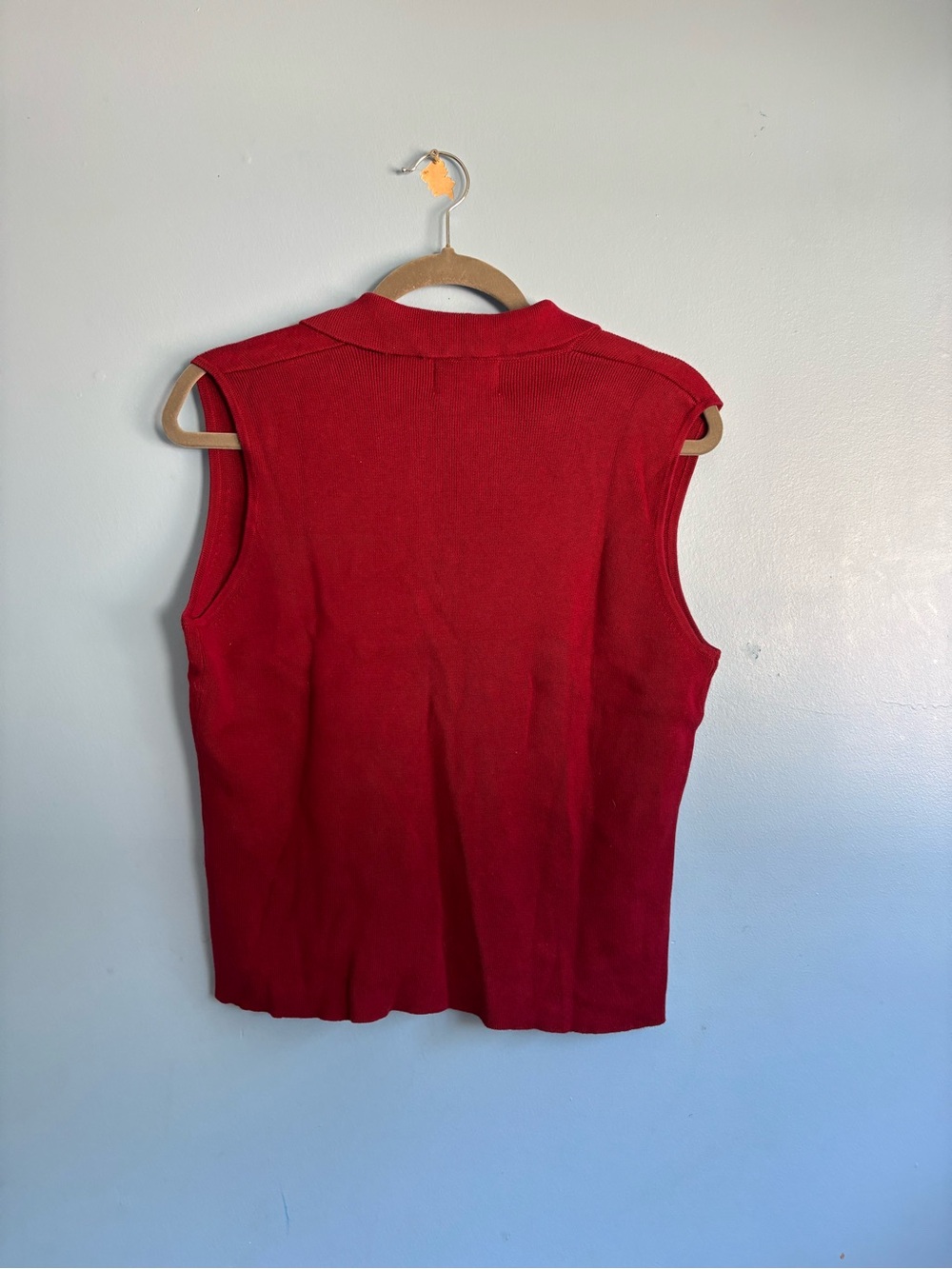 VIP Red Sleeveless Collared Button-Front Top - Picture 5 of 5